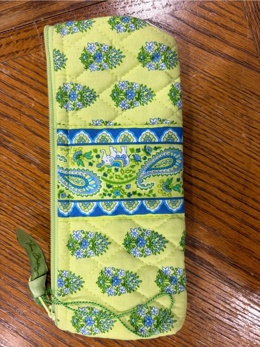 Vera Bradley Lime Green Floral Quilted pencil case